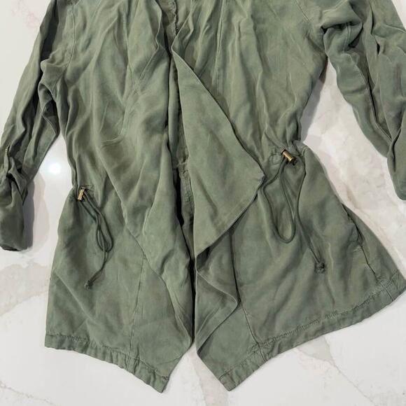 Sanctuary Olive Green Drawcord Waist Open Front Trench Jacket Womens Size Medium - Picture 2 of 10